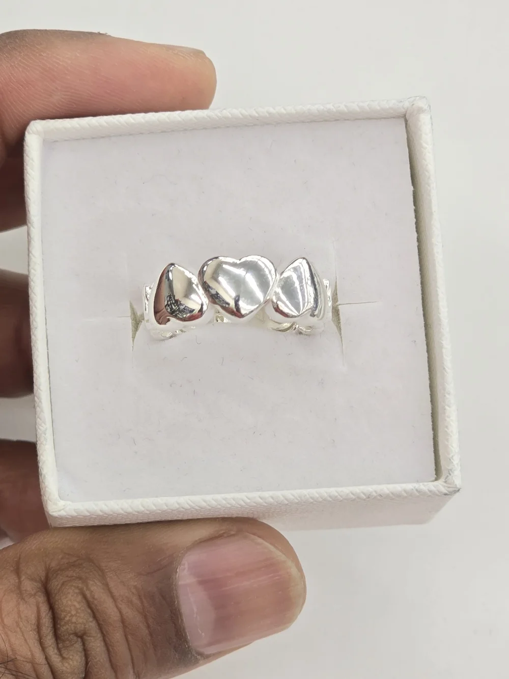 Silver Heart Trio Ring - Women Jewelry